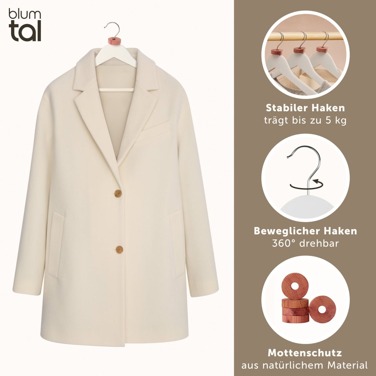 KLEIDERBÜGEL Benjamin - aus Holz mit Rockkerbe und Hosensteg -