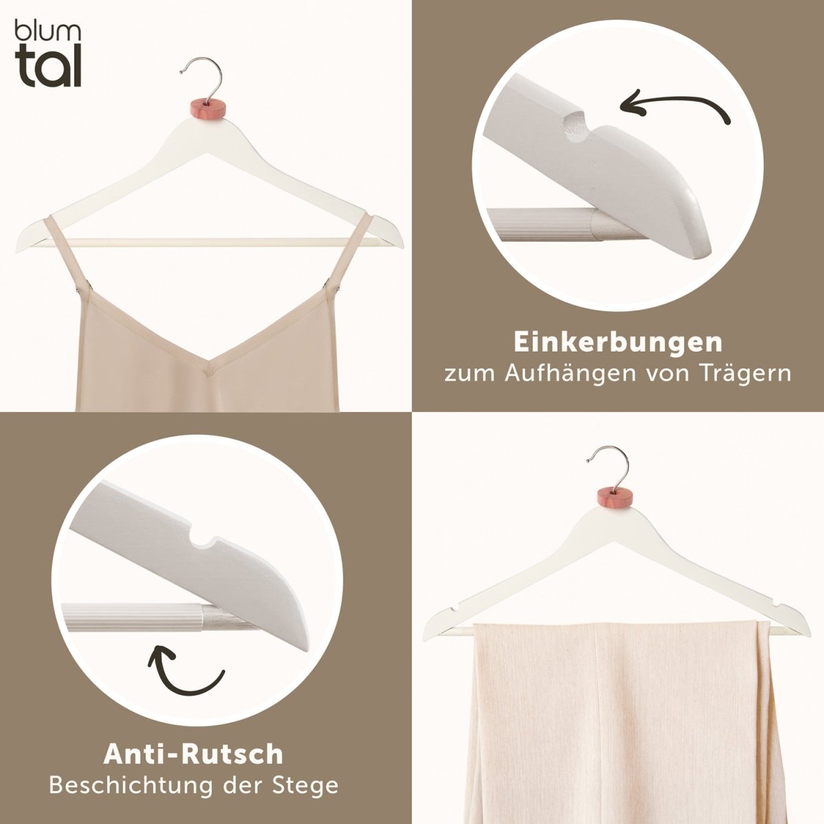 KLEIDERBÜGEL Benjamin - aus Holz mit Rockkerbe und Hosensteg -