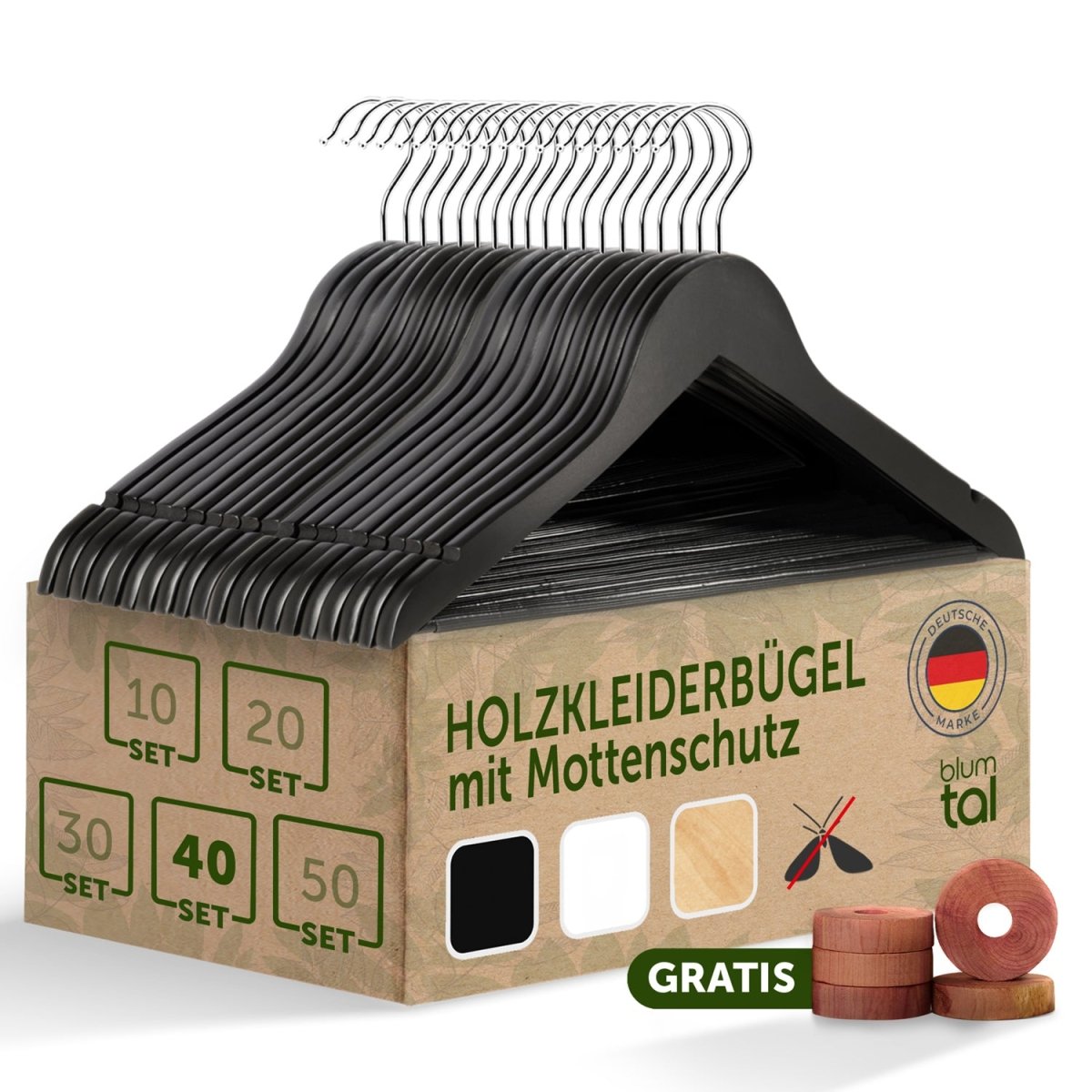 KLEIDERBÜGEL Benjamin - aus Holz mit Rockkerbe und Hosensteg -