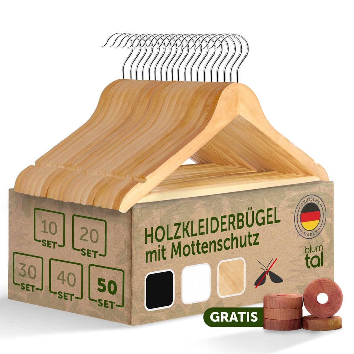 KLEIDERBÜGEL Benjamin - aus Holz mit Rockkerbe und Hosensteg -