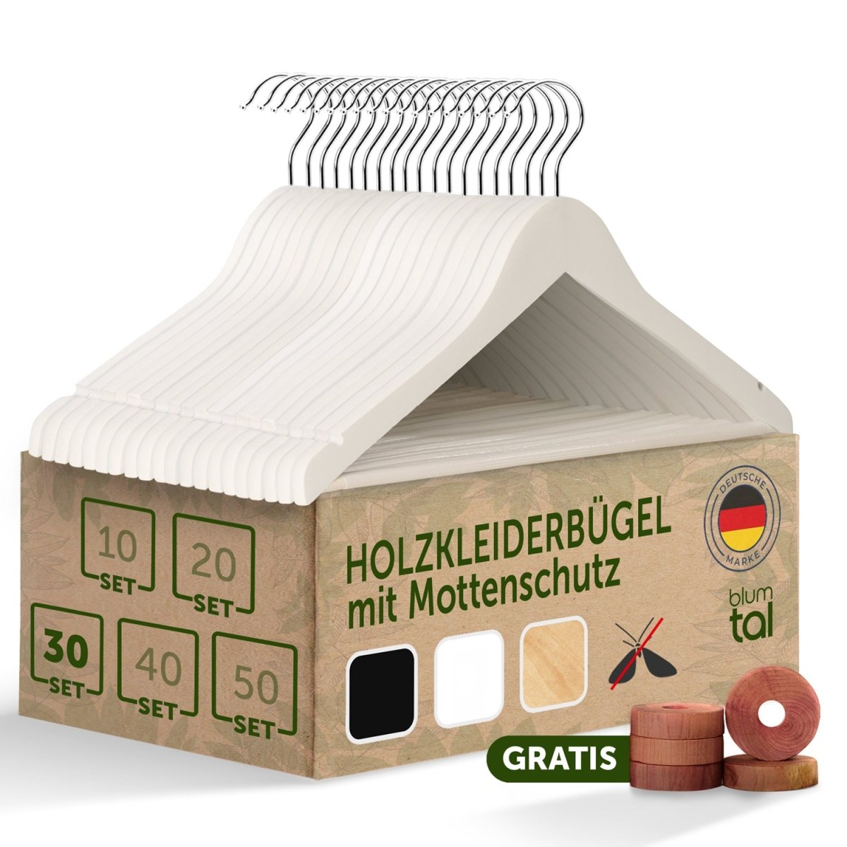KLEIDERBÜGEL Benjamin - aus Holz mit Rockkerbe und Hosensteg -