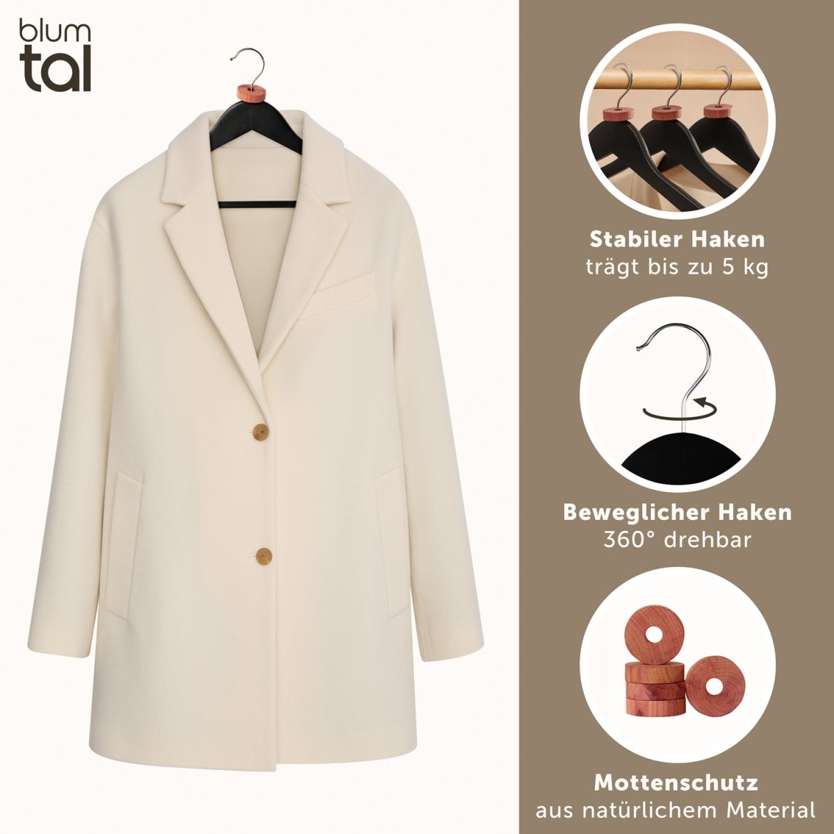 KLEIDERBÜGEL Benjamin - aus Holz mit Rockkerbe und Hosensteg -