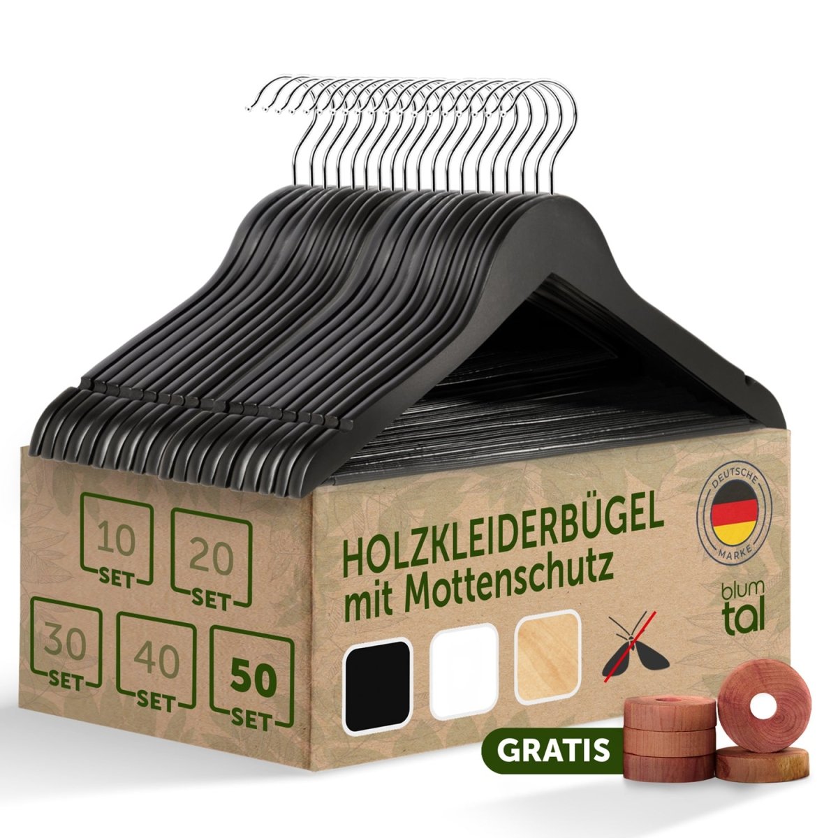 KLEIDERBÜGEL Benjamin - aus Holz mit Rockkerbe und Hosensteg -