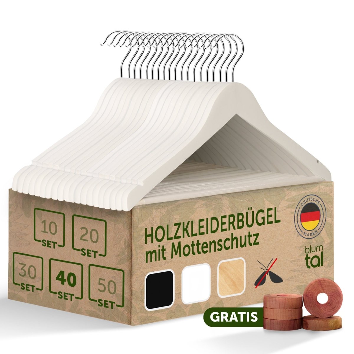 KLEIDERBÜGEL Benjamin - aus Holz mit Rockkerbe und Hosensteg -