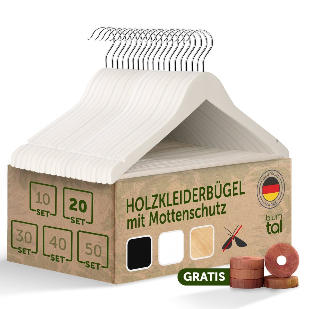 KLEIDERBÜGEL Benjamin - aus Holz mit Rockkerbe und Hosensteg -
