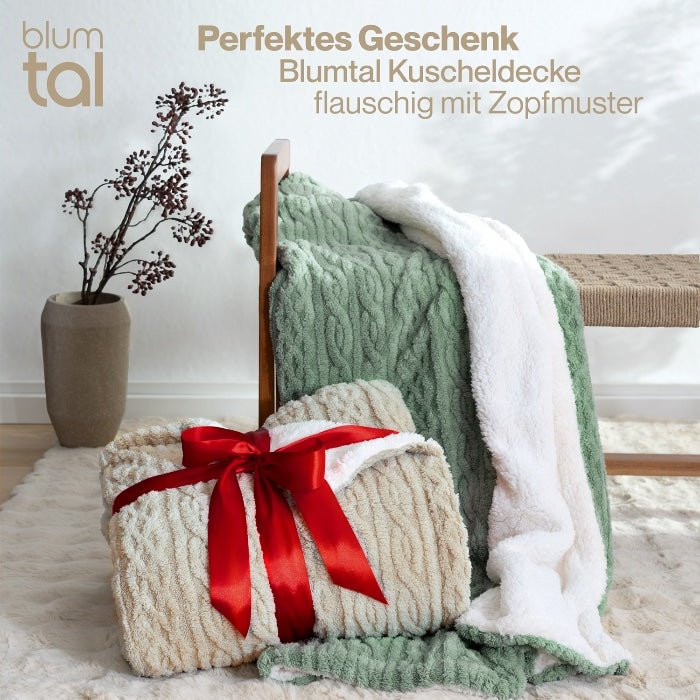 KUSCHELDECKE mit Zopfstrick - Optik -