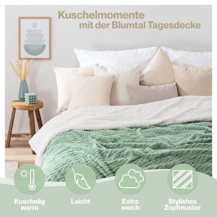 KUSCHELDECKE mit Zopfstrick - Optik -