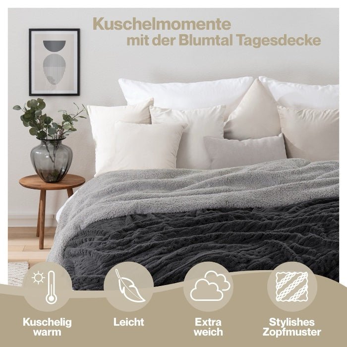 KUSCHELDECKE mit Zopfstrick - Optik -