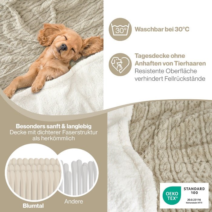 KUSCHELDECKE mit Zopfstrick - Optik -