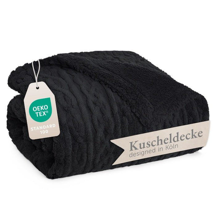 KUSCHELDECKE mit Zopfstrick - Optik -