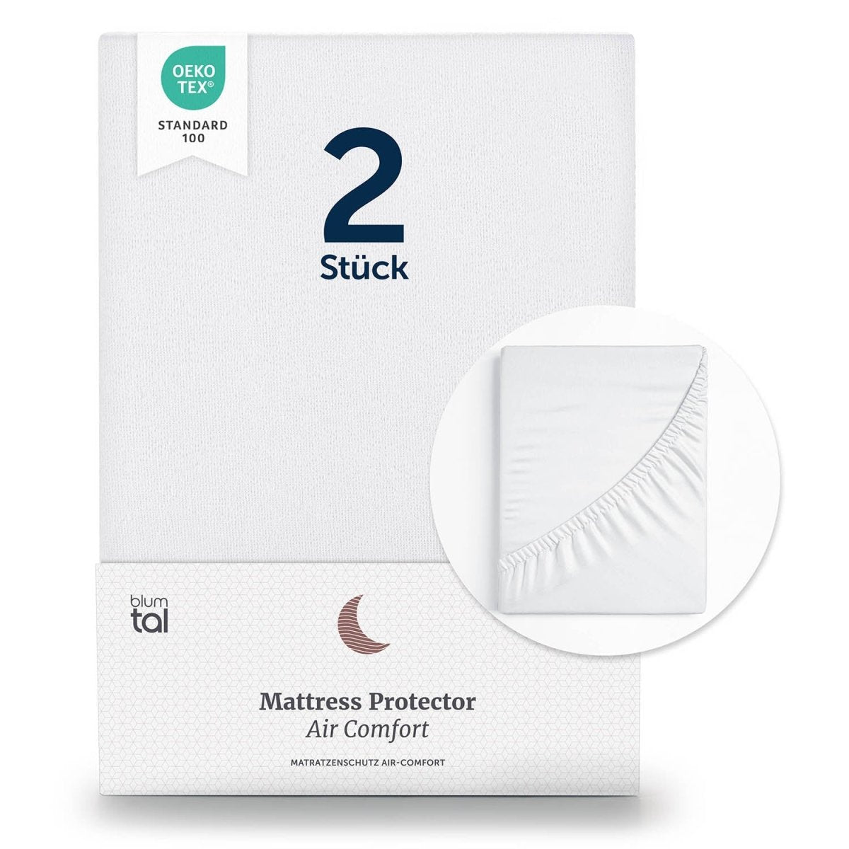 Matratzenschoner mit OEKO-TEX® Standard 100 Siegel und Testbild &