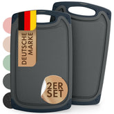 SCHNEIDEBRETT aus Kunststoff mit Saftrillen + Set & Farben -