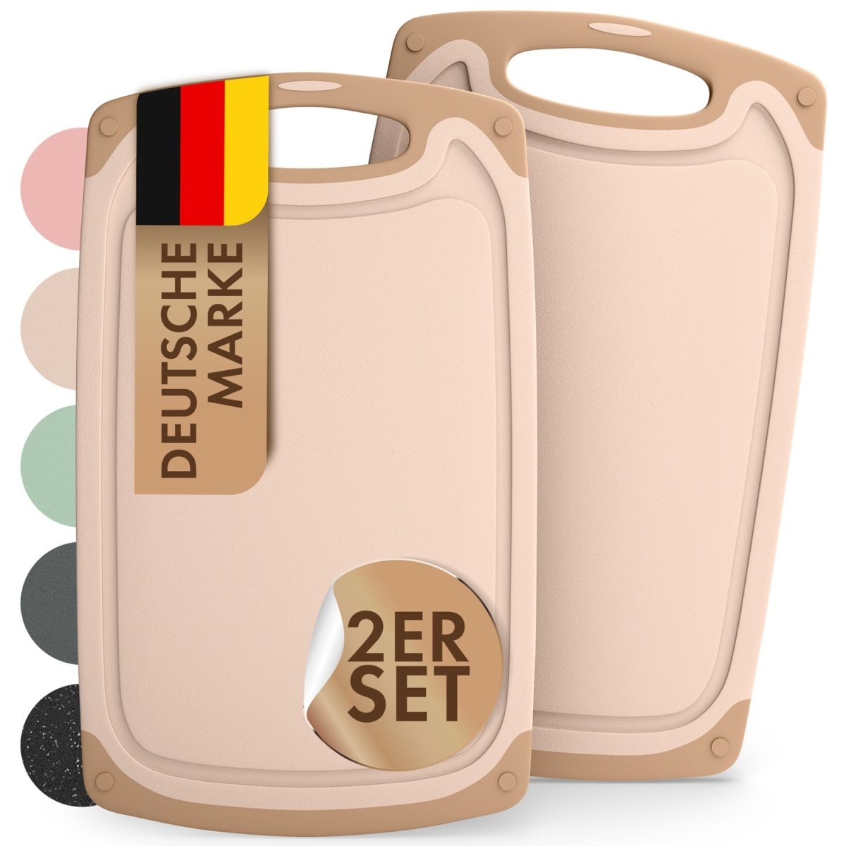 SCHNEIDEBRETT aus Kunststoff mit Saftrillen + Set & Farben -
