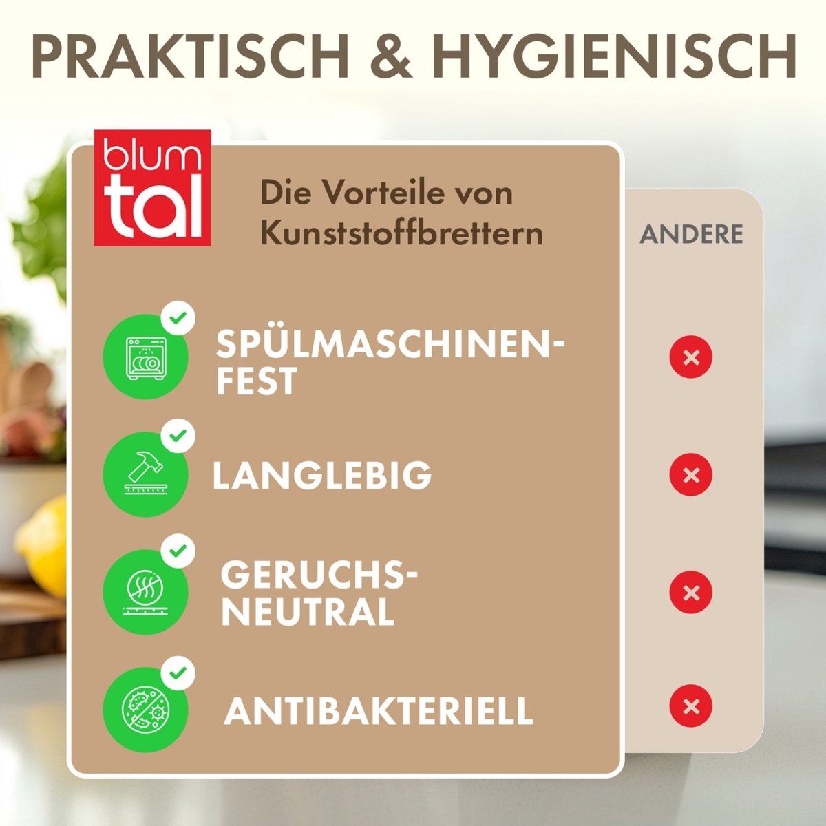 SCHNEIDEBRETT aus Kunststoff mit Saftrillen + Set & Farben -