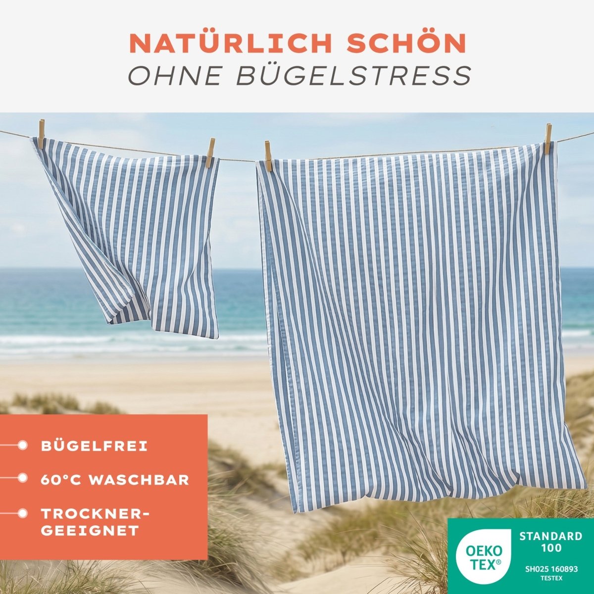 Seersucker BETTWÄSCHE Mani aus 50% Baumwolle & 50% Viskose - Oeko - Tex zertifiziert -