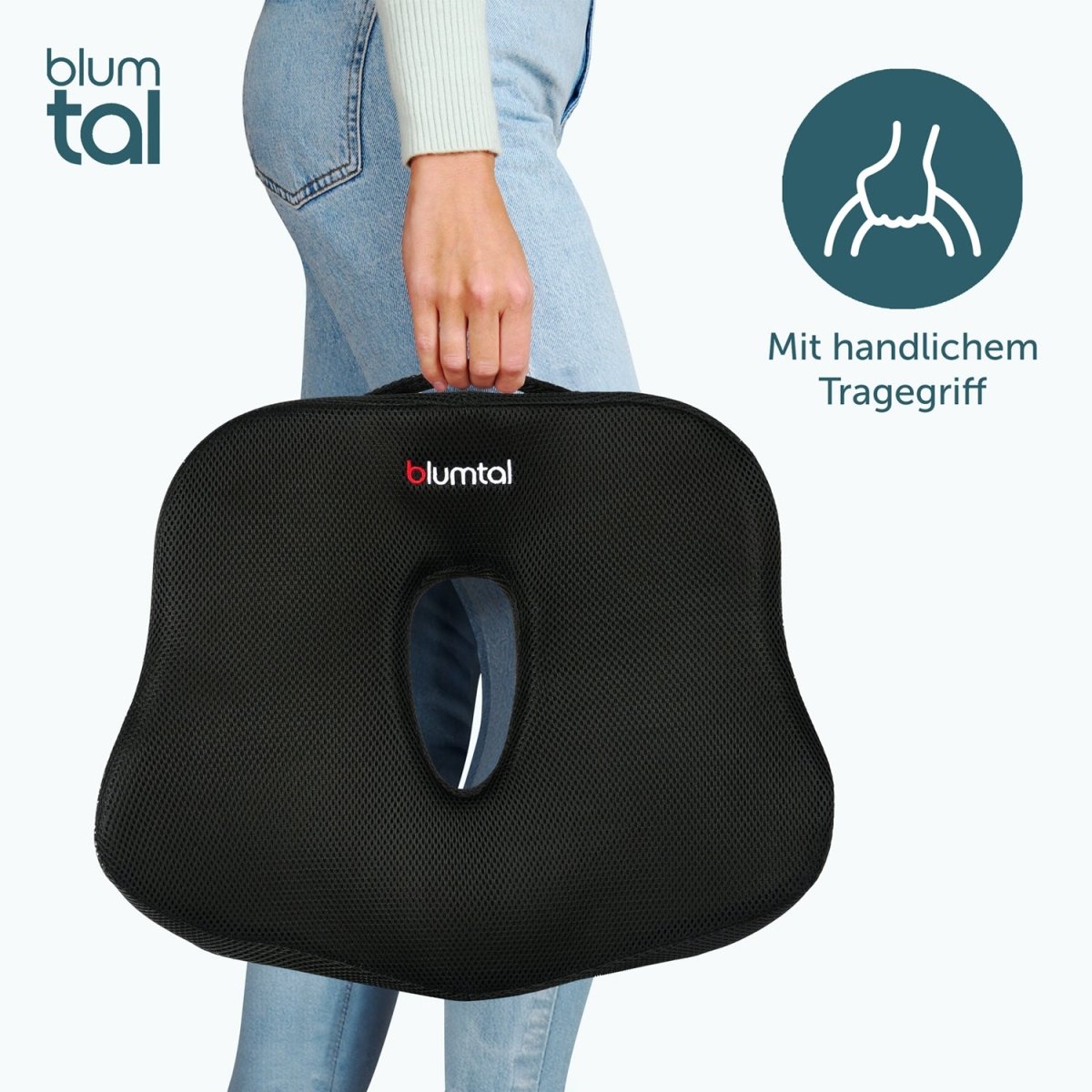 SITZKISSEN BÜROSTUHL – Ergonomisches Keilkissen Schwarz -