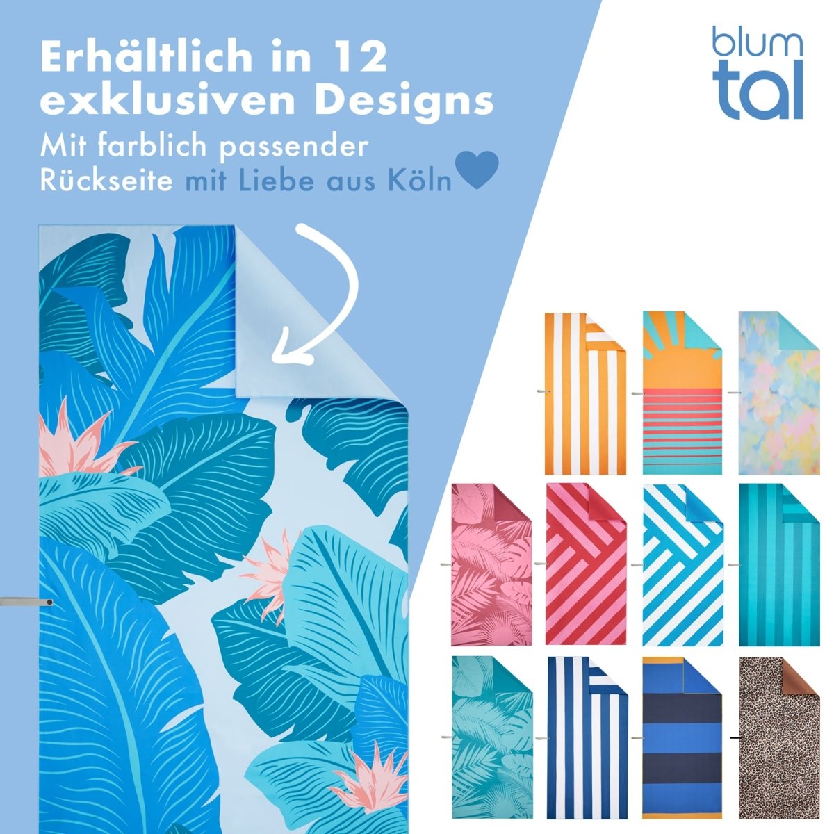STRANDHANDTUCH aus Mikrofaser - 90x180cm kompakt und schnelltrocknend-