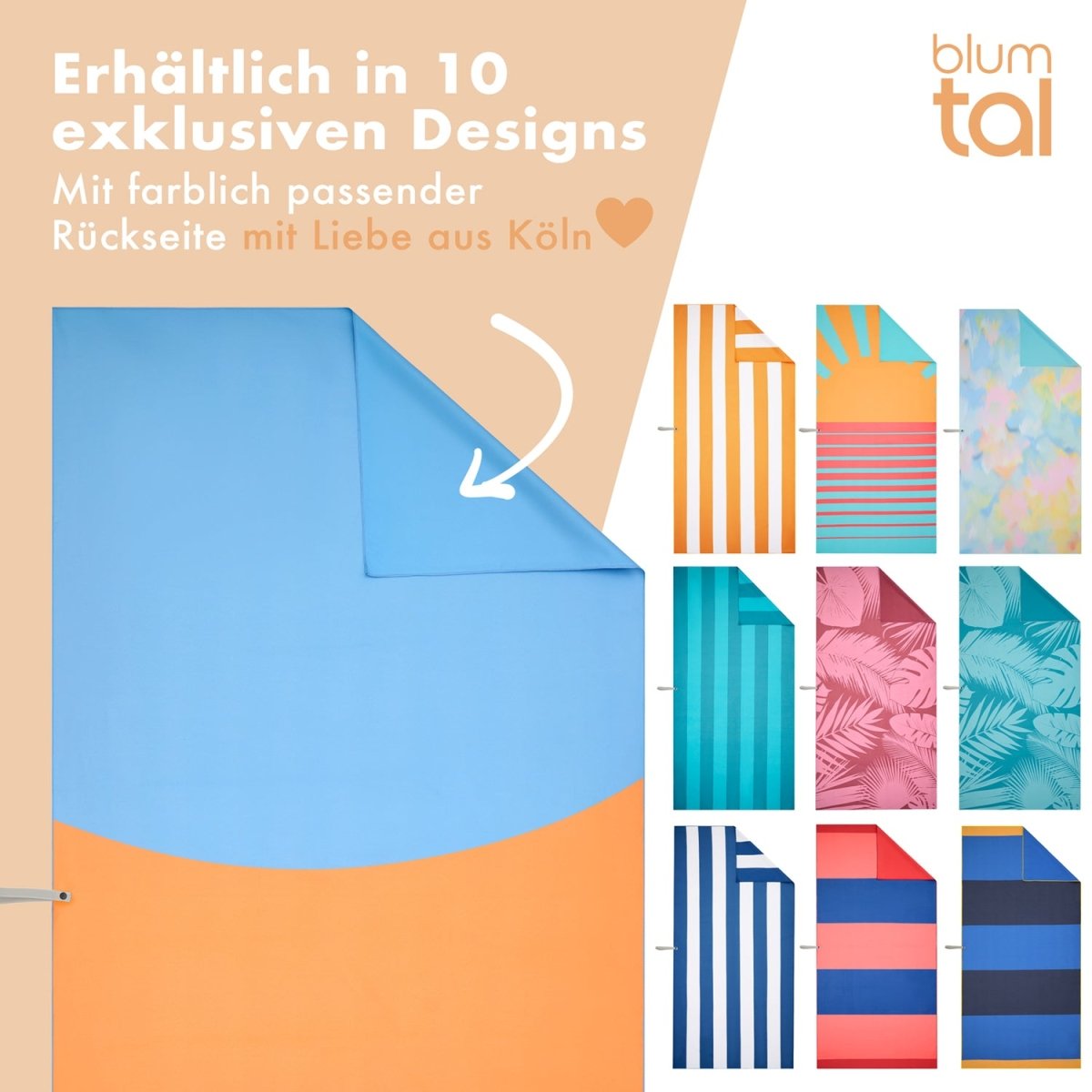 STRANDHANDTUCH aus Mikrofaser - 90x180cm kompakt und schnelltrocknend-