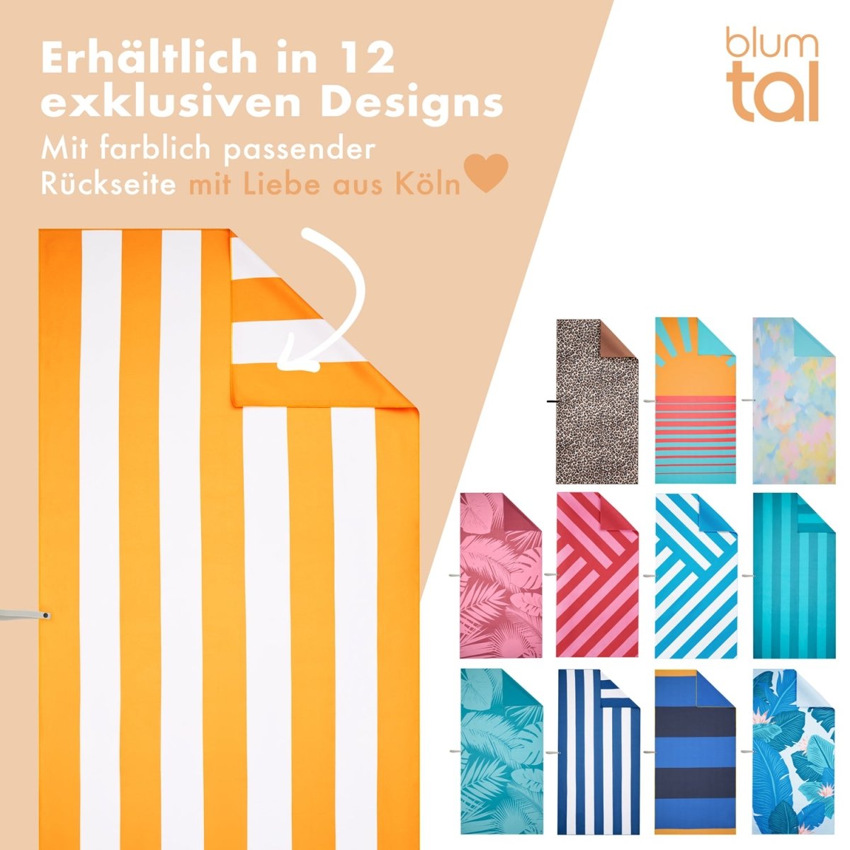 STRANDHANDTUCH aus Mikrofaser - 90x180cm kompakt und schnelltrocknend-