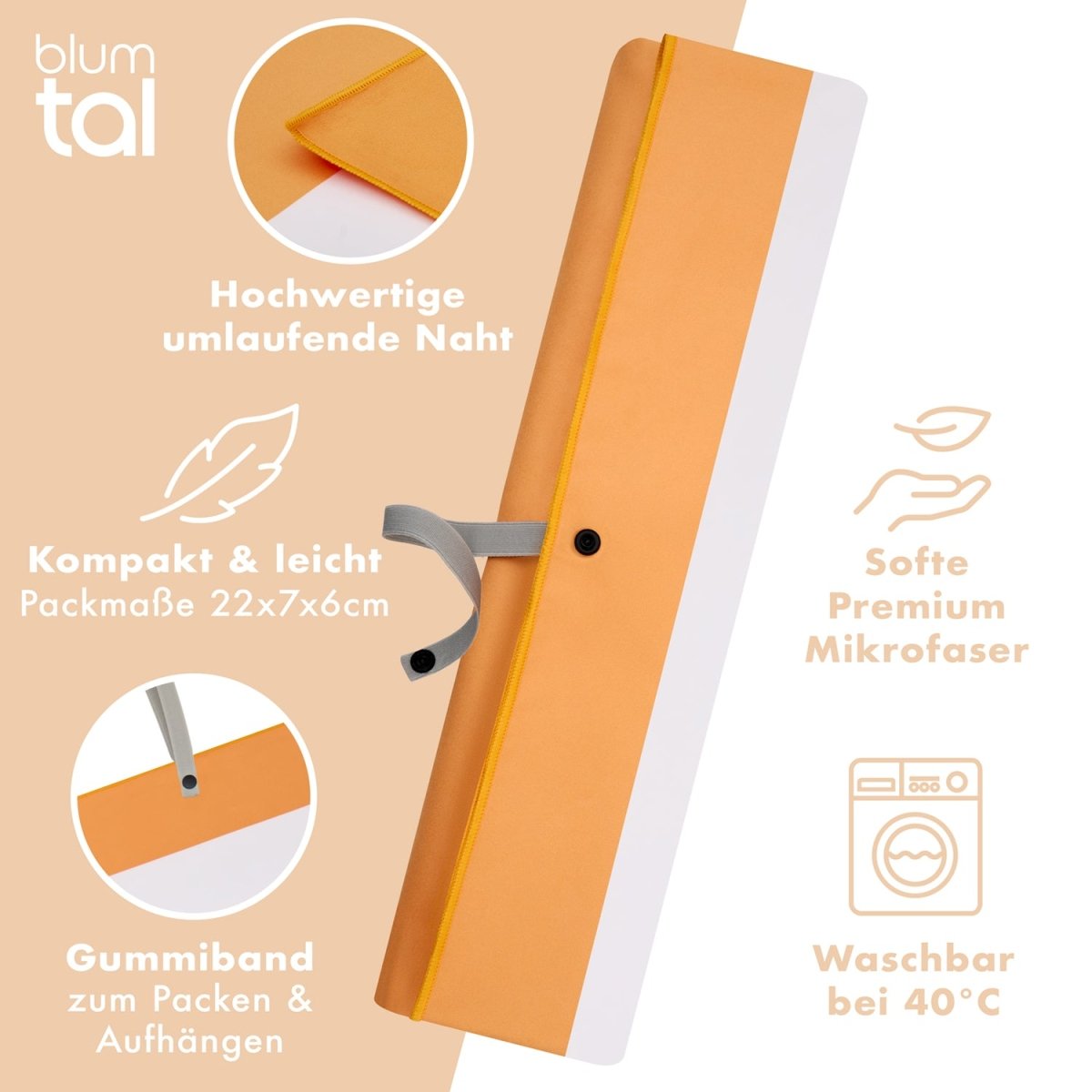 STRANDHANDTUCH aus Mikrofaser - 90x180cm kompakt und schnelltrocknend -