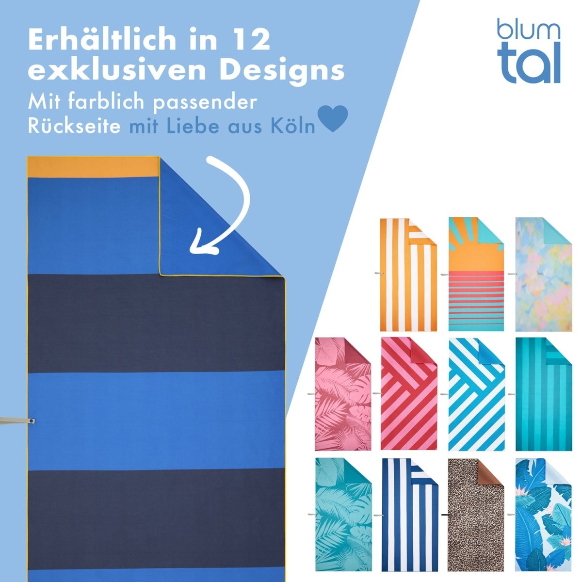 STRANDHANDTUCH aus Mikrofaser - 90x180cm kompakt und schnelltrocknend-