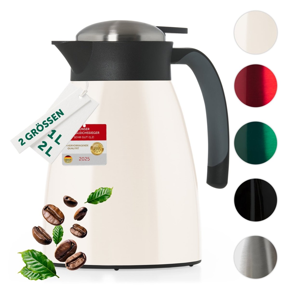 Thermoskanne aus Edelstahl, BPA - freie Isolierkanne mit Quick Tip Verschluss -