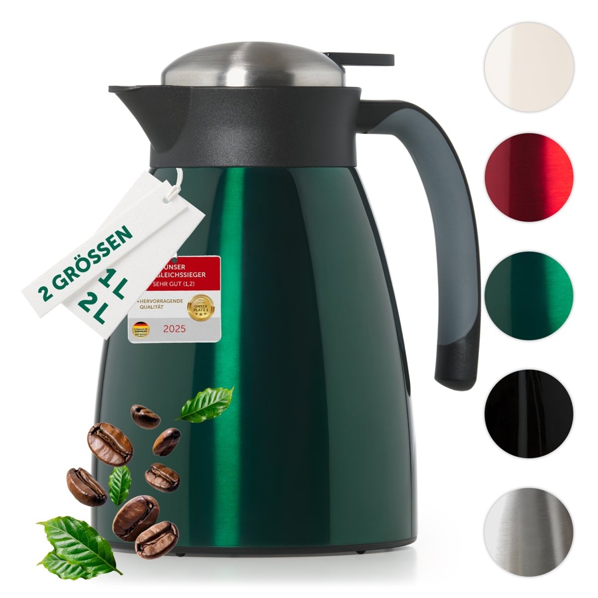 Thermoskanne aus Edelstahl, BPA - freie Isolierkanne mit Quick Tip Verschluss -