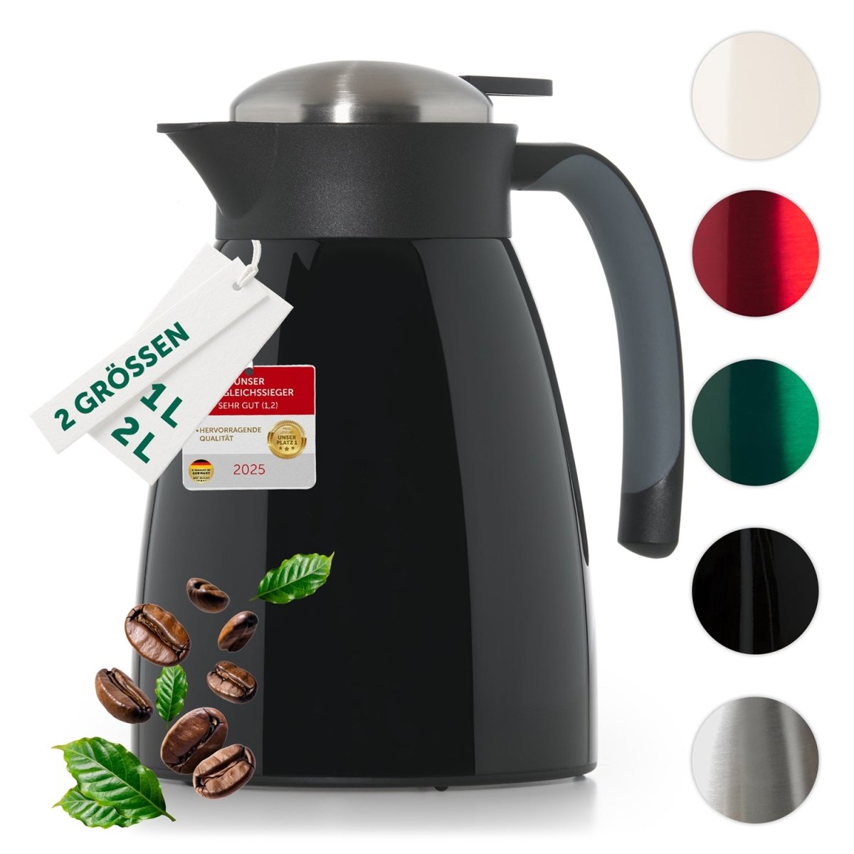 Thermoskanne aus Edelstahl, BPA - freie Isolierkanne mit Quick Tip Verschluss -