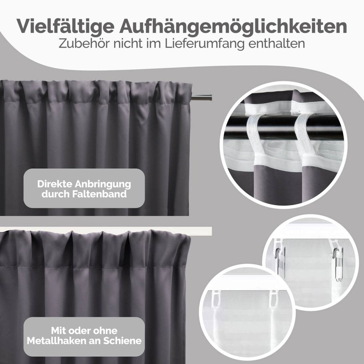 VERDUNKELUNGSVORHÄNGE mit Kräuselband -