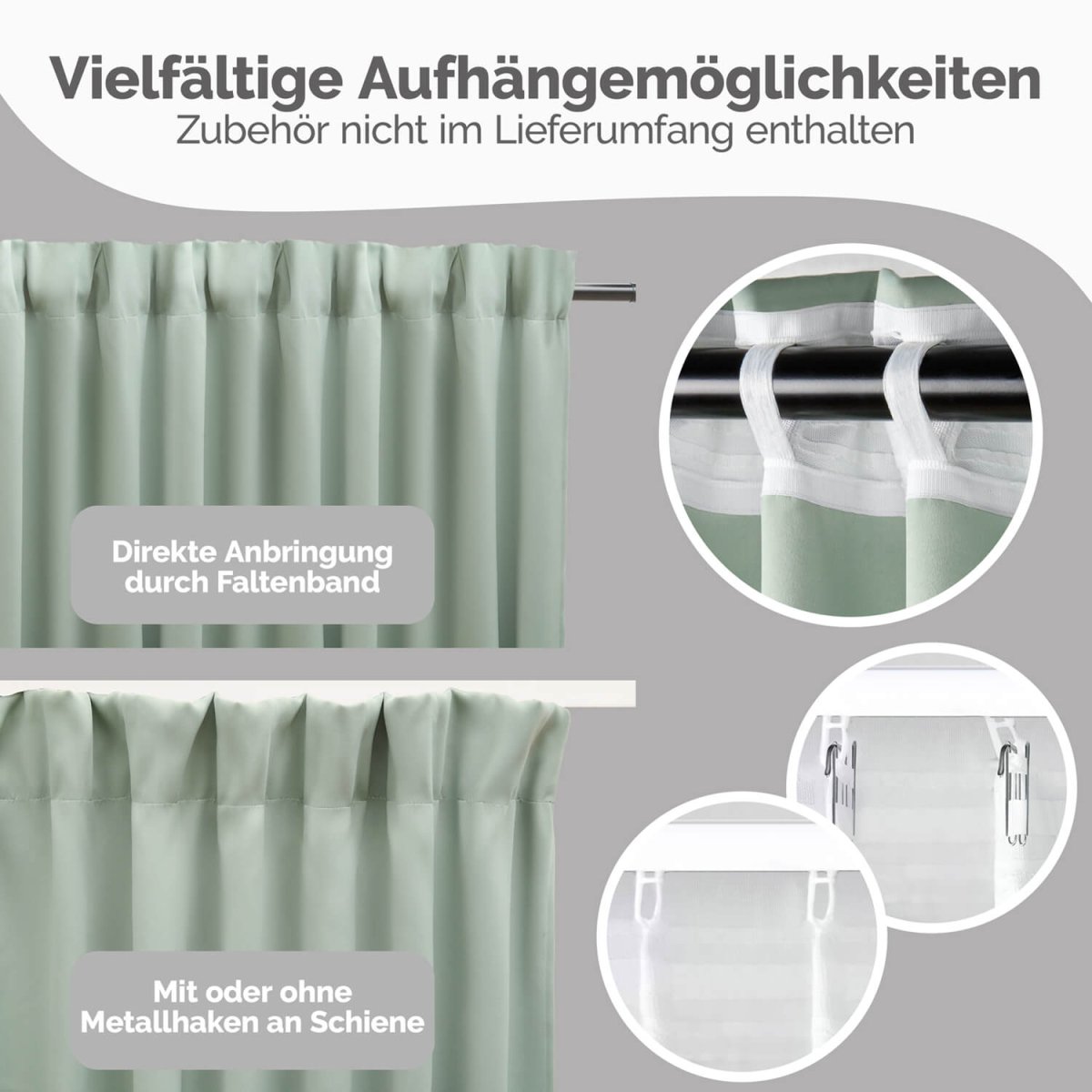 VERDUNKELUNGSVORHÄNGE mit Kräuselband -