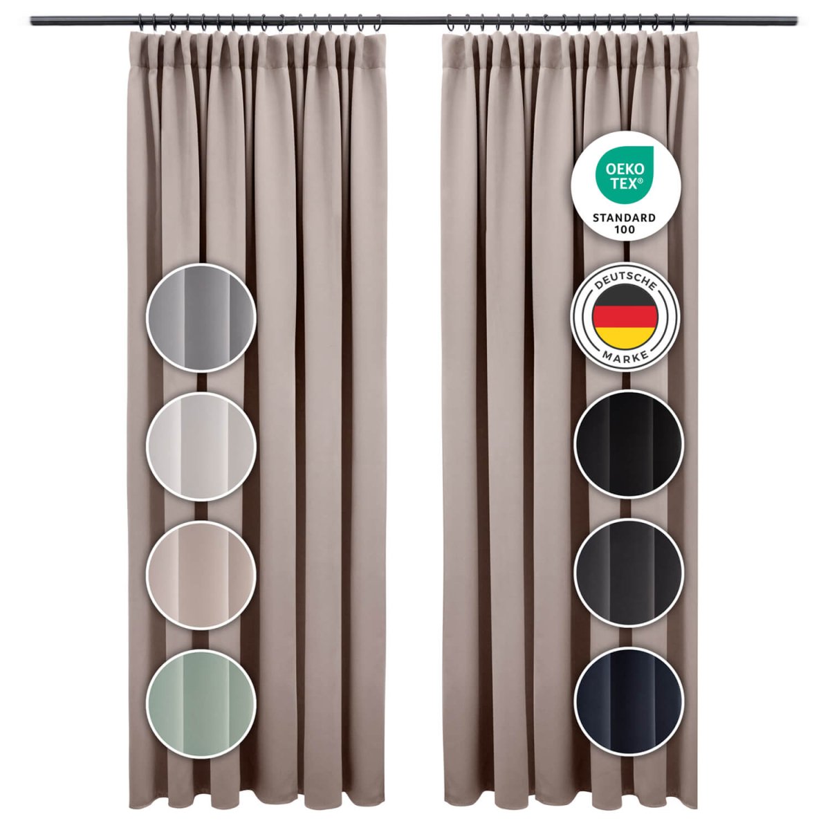 VERDUNKELUNGSVORHÄNGE mit Kräuselband -