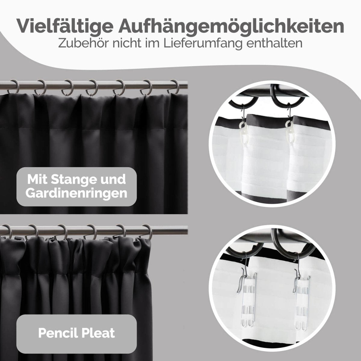 VERDUNKELUNGSVORHÄNGE mit Kräuselband -