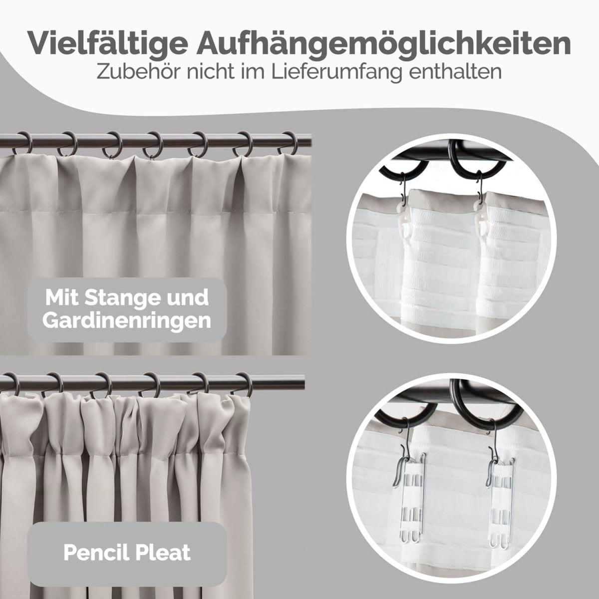 VERDUNKELUNGSVORHÄNGE mit Kräuselband -