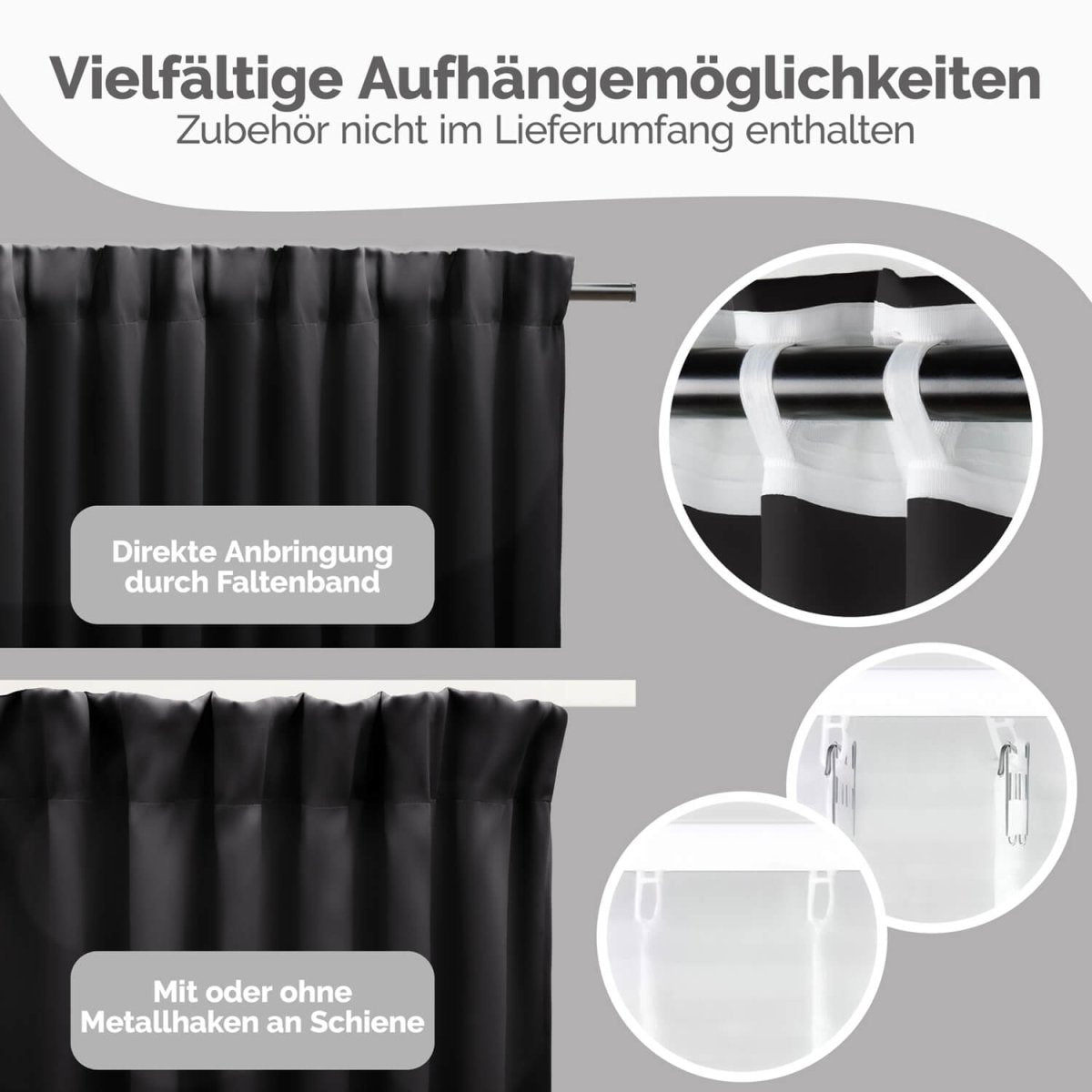 VERDUNKELUNGSVORHÄNGE mit Kräuselband -