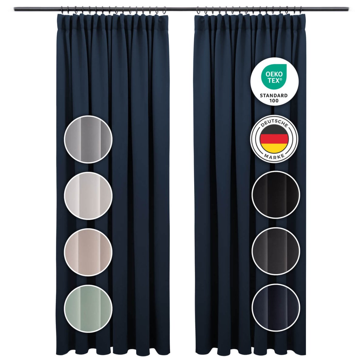 VERDUNKELUNGSVORHÄNGE mit Kräuselband -