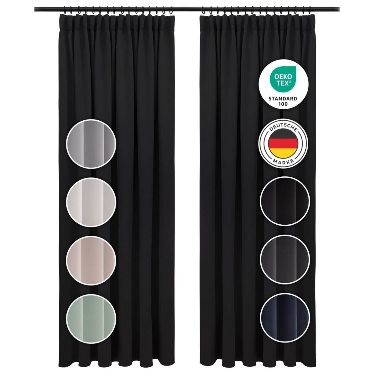 VERDUNKELUNGSVORHÄNGE mit Kräuselband -