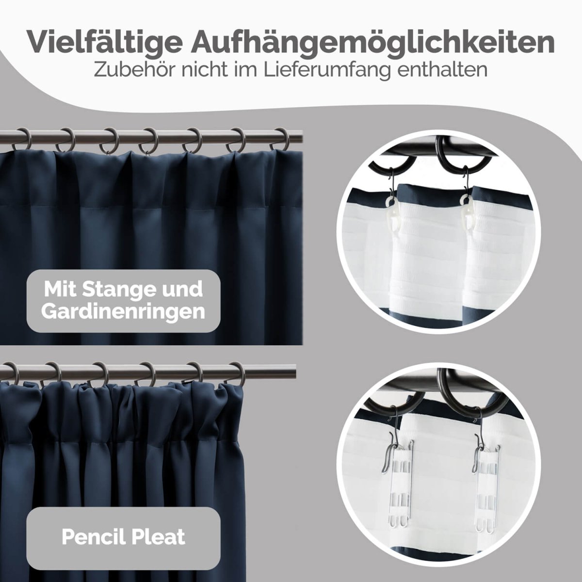 VERDUNKELUNGSVORHÄNGE mit Kräuselband -