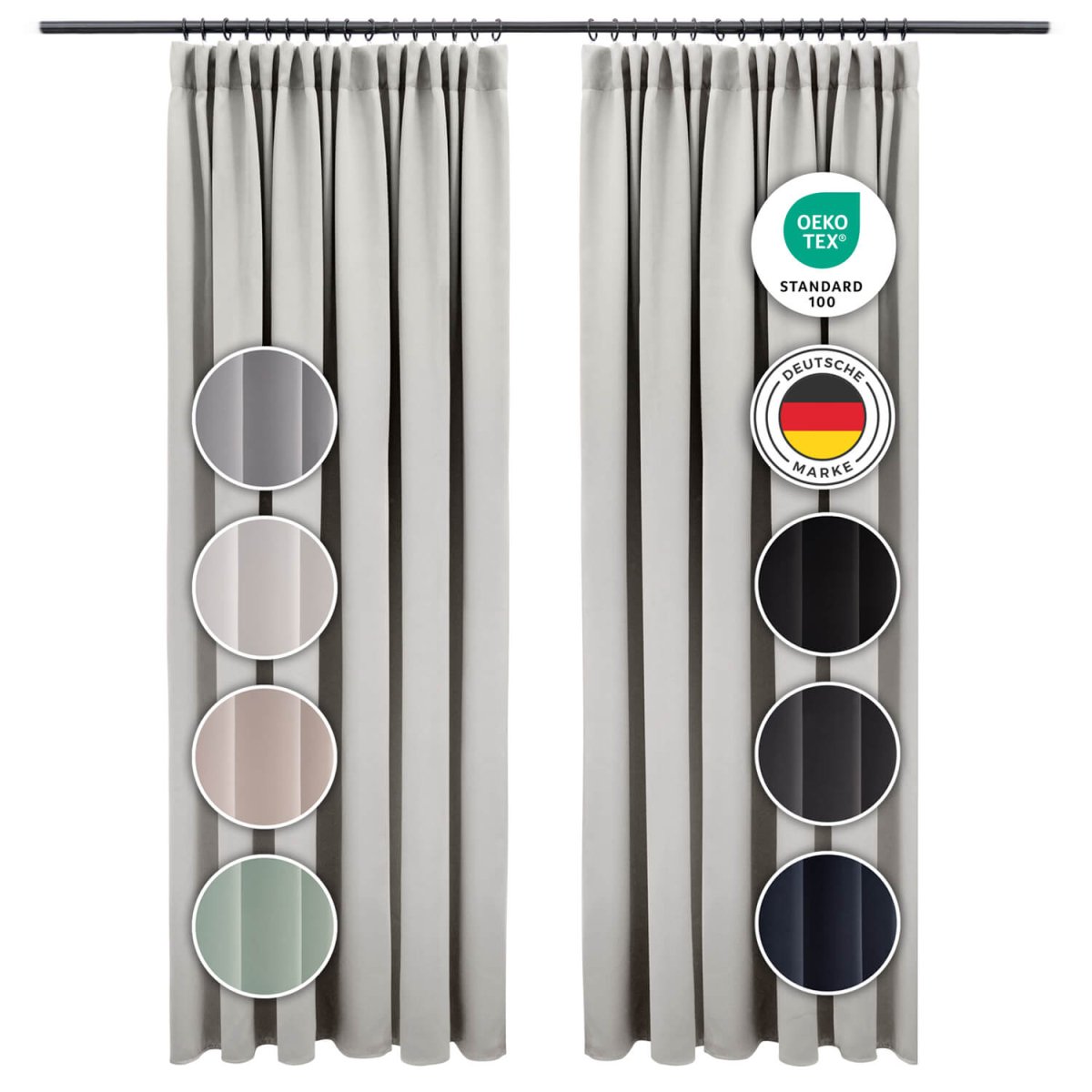 VERDUNKELUNGSVORHÄNGE mit Kräuselband -