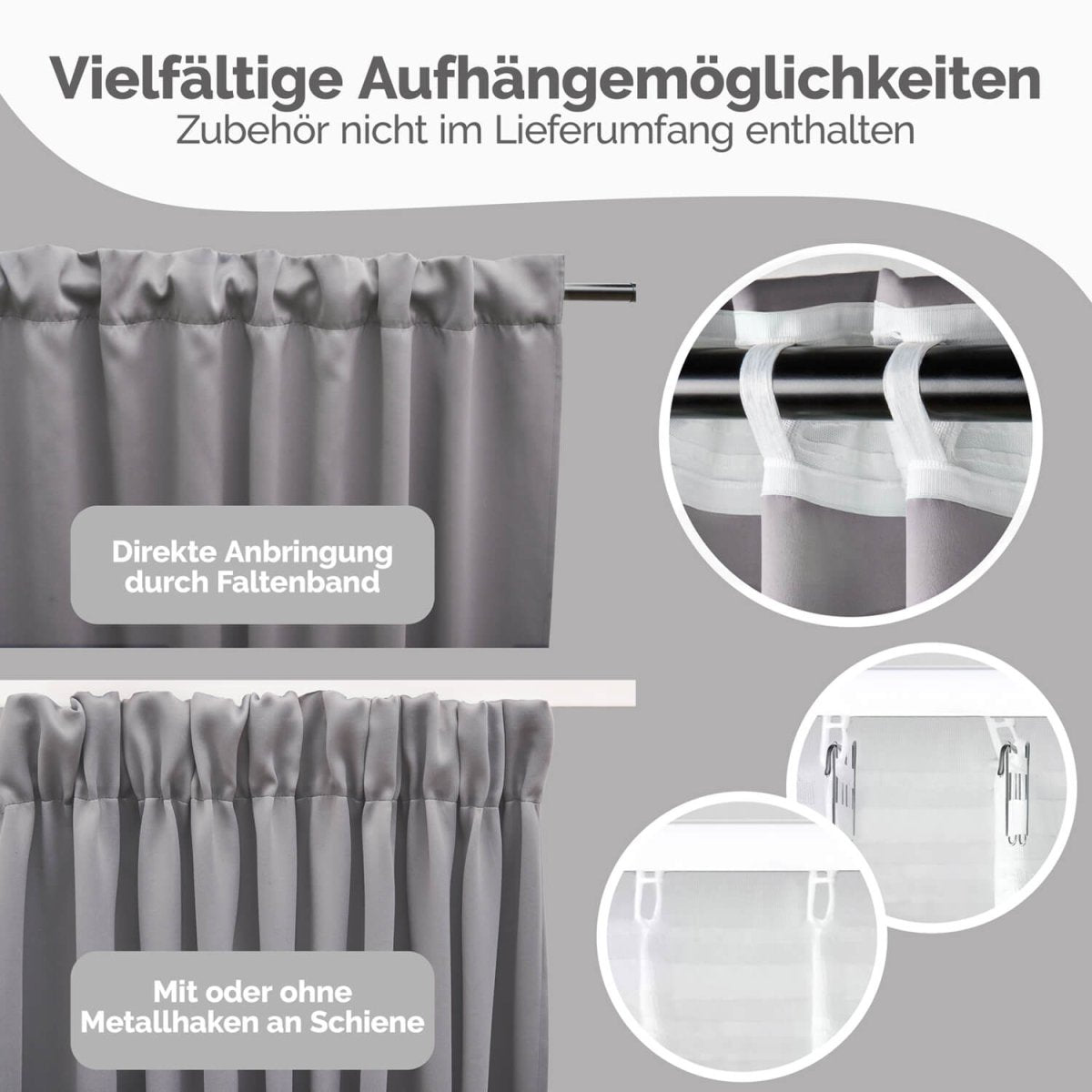 VERDUNKELUNGSVORHÄNGE mit Kräuselband -