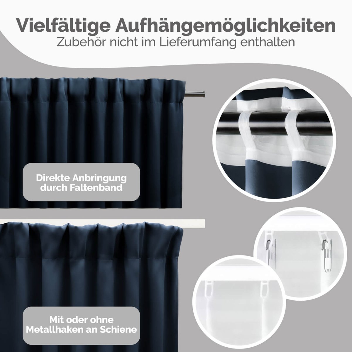 VERDUNKELUNGSVORHÄNGE mit Kräuselband -