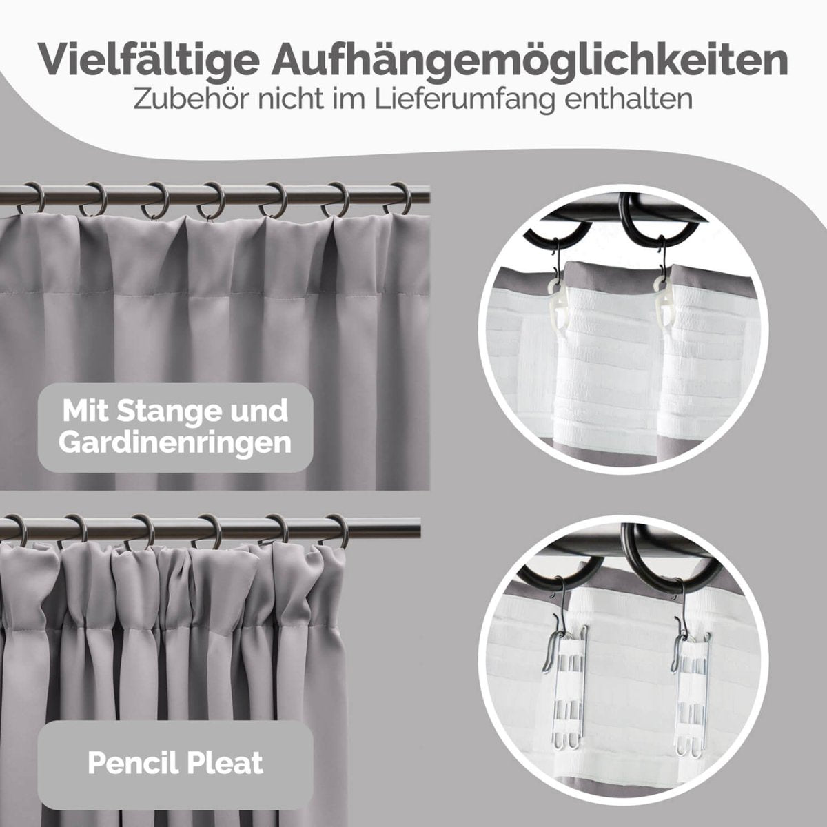 VERDUNKELUNGSVORHÄNGE mit Kräuselband -