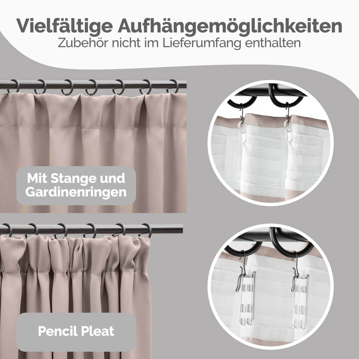 VERDUNKELUNGSVORHÄNGE mit Kräuselband -