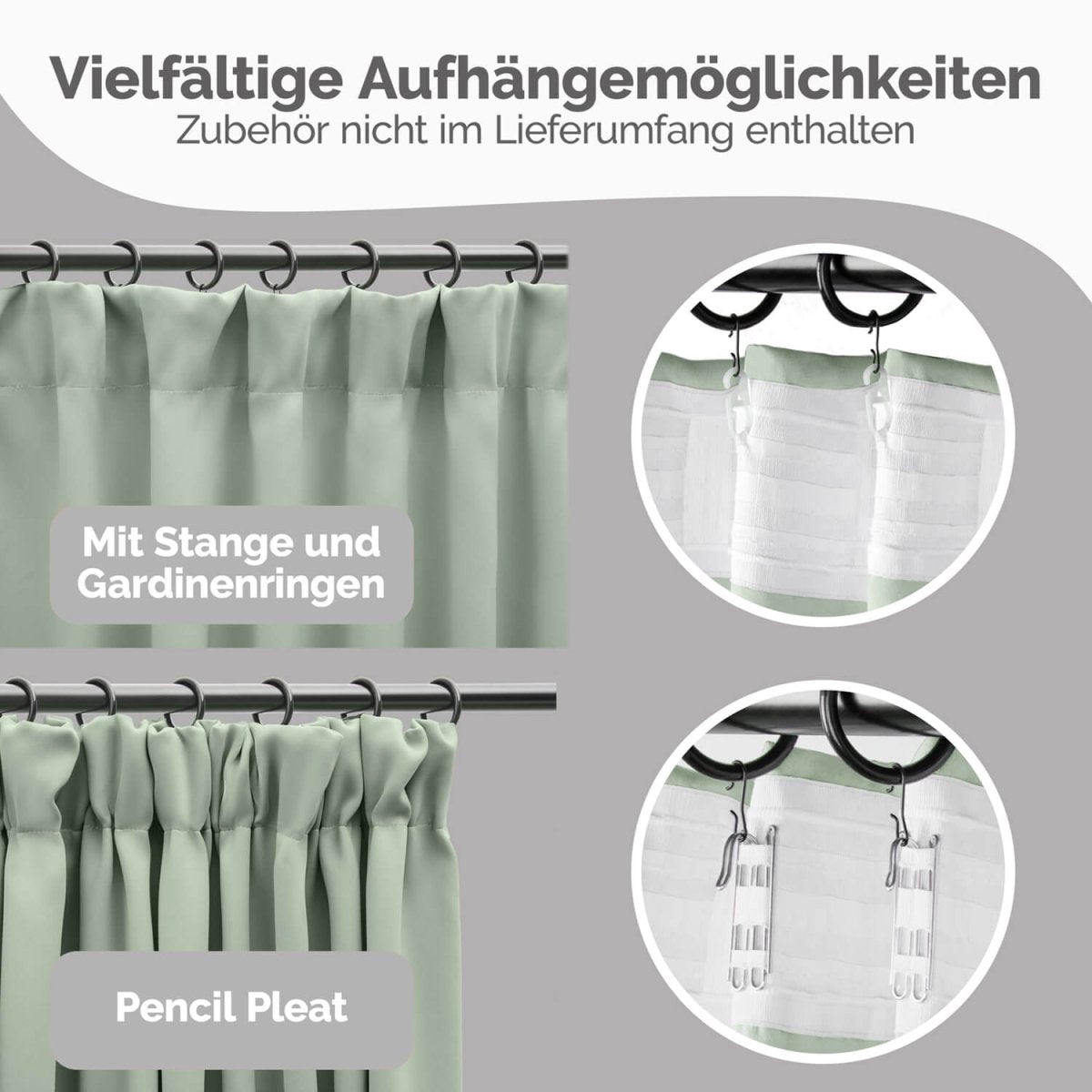 VERDUNKELUNGSVORHÄNGE mit Kräuselband -