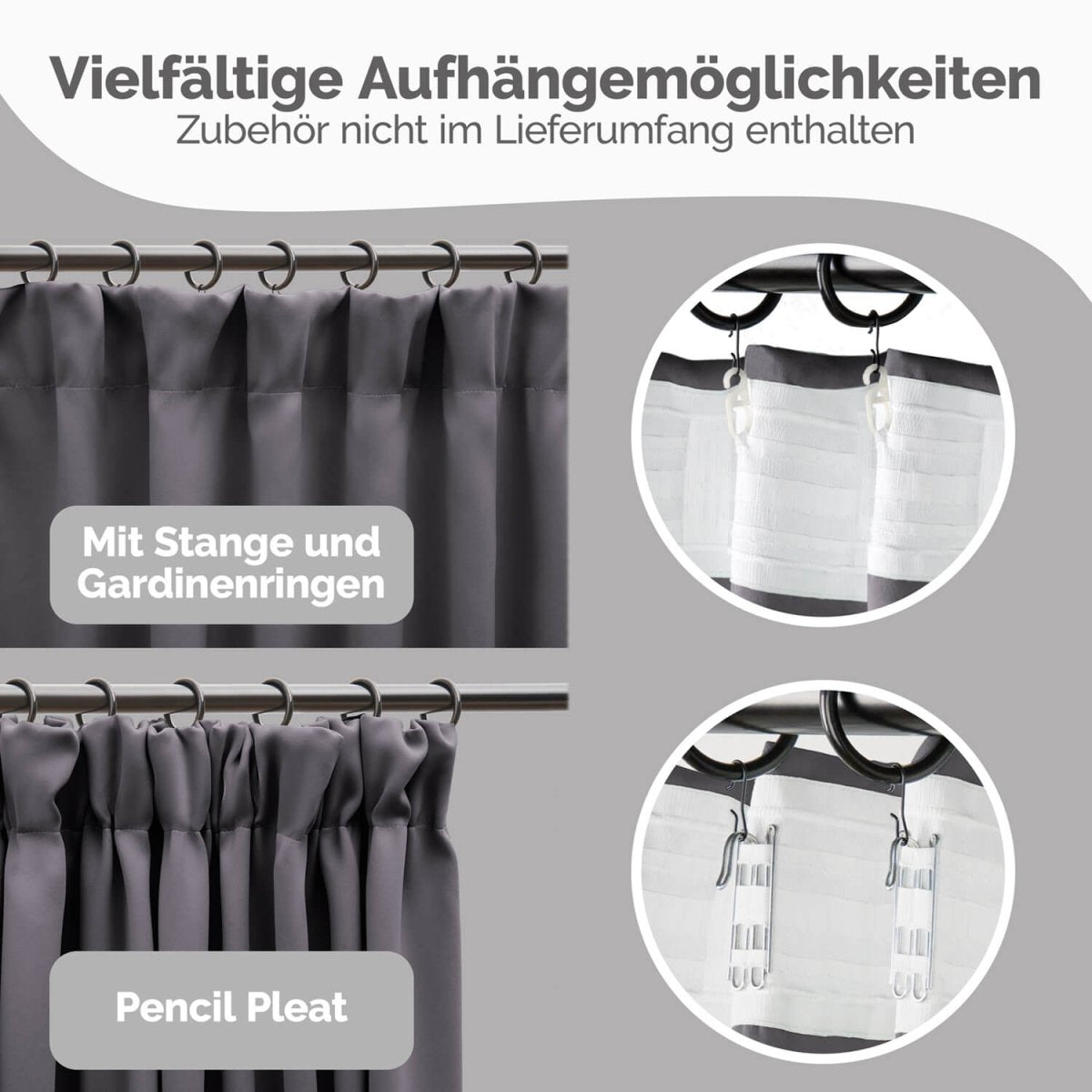 VERDUNKELUNGSVORHÄNGE mit Kräuselband -