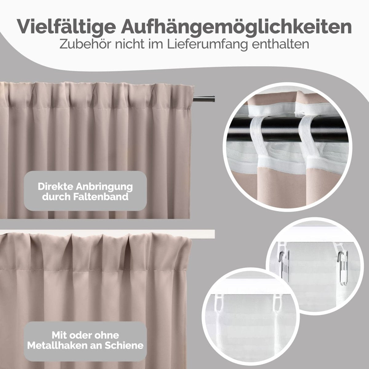 VERDUNKELUNGSVORHÄNGE mit Kräuselband -