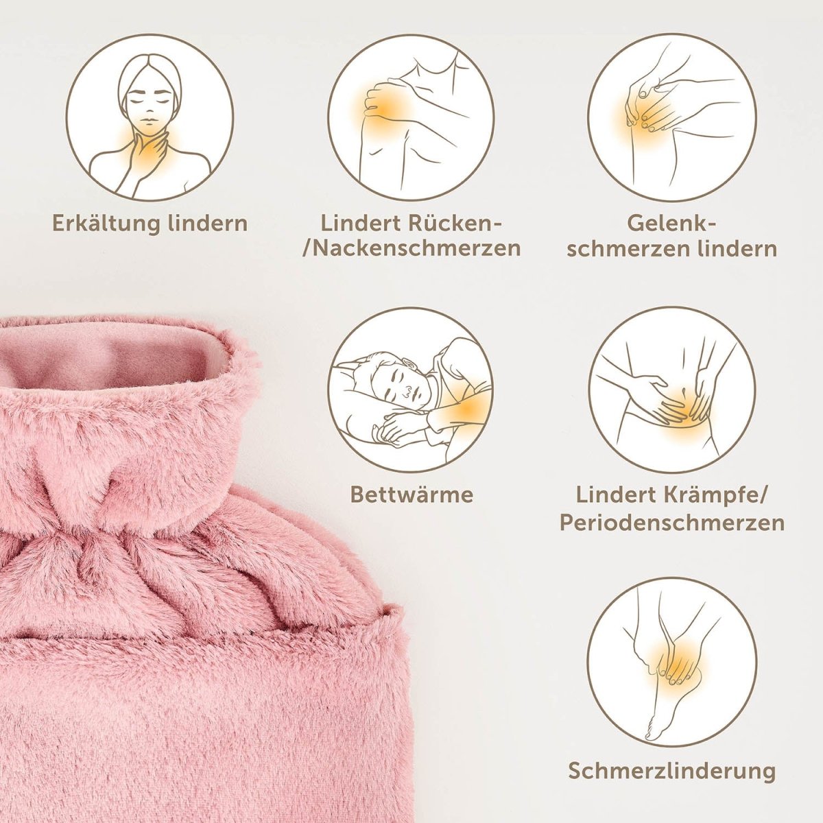 WÄRMEFLASCHE mit Bezug & Tasche aus weichem Kunstfell -