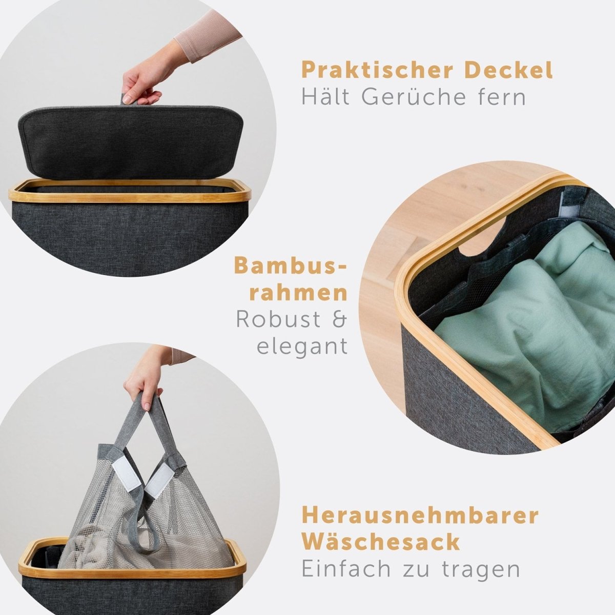 WÄSCHEKORB mit herausnehmbaren Wäschesack -