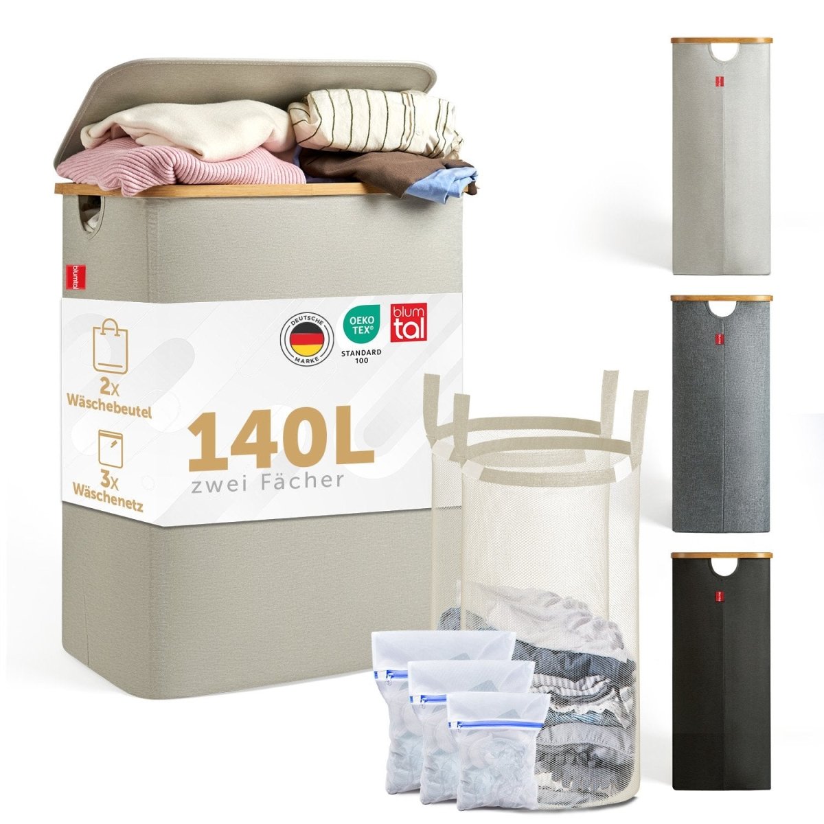 WÄSCHEKORB mit herausnehmbaren Wäschesack -