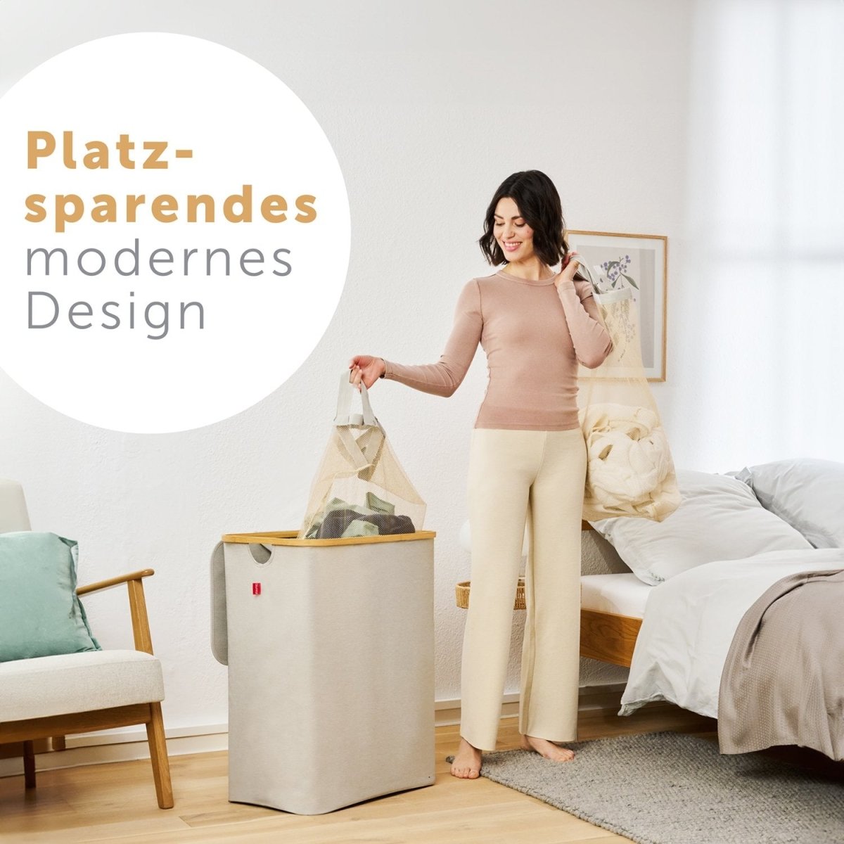 WÄSCHEKORB mit herausnehmbaren Wäschesack -