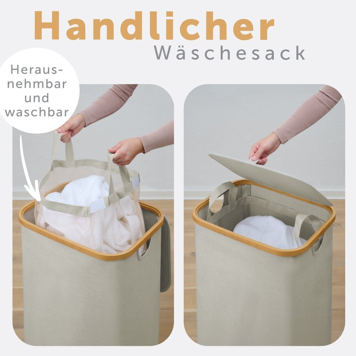 WÄSCHEKORB mit herausnehmbaren Wäschesack -
